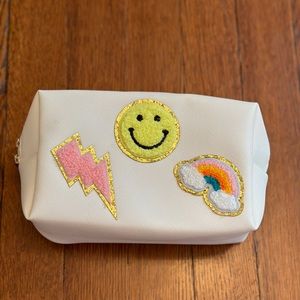 Preppy Toiletry Bag Smile, Rainbow,And Lighting Bolt Patches